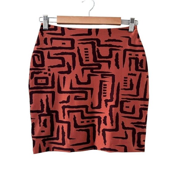Torn by Ronny Kobo Womens Abstract Aztec Tribal Print Mini Skirt Copper Size M - Picture 1 of 11